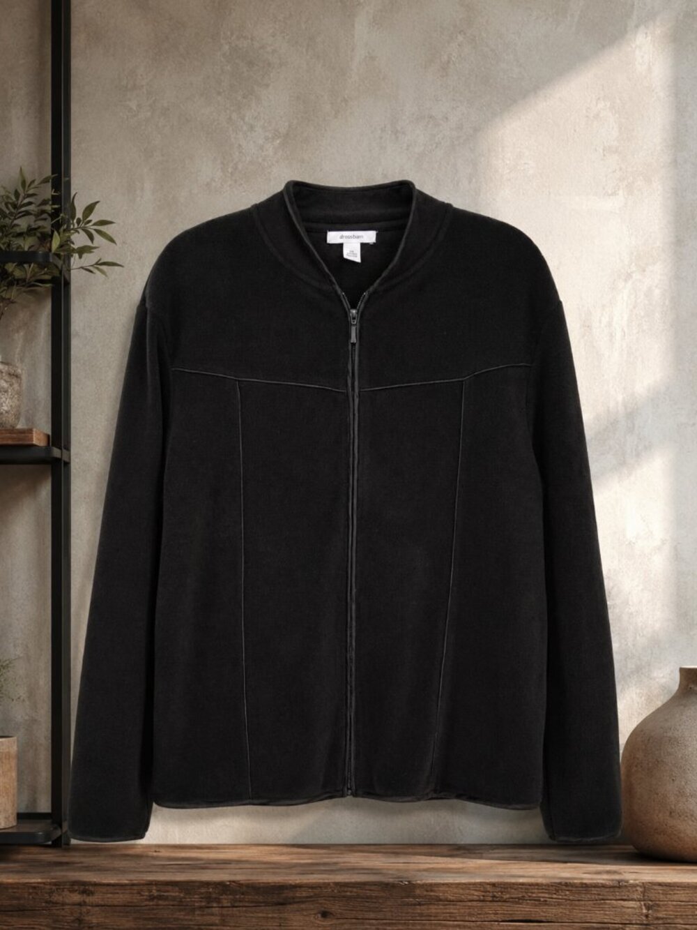 Dress Barn Zipper Front Black Long-Sleeve Top - XL